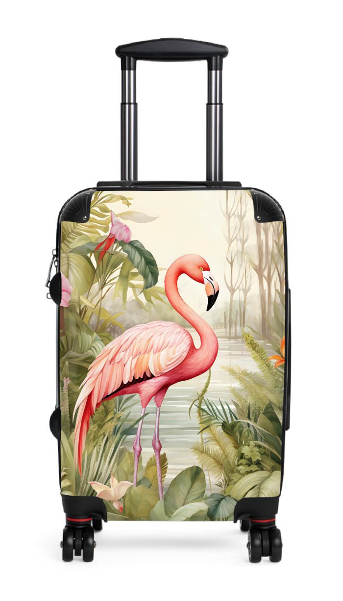 Tropical Flamingo suitcase, a durable and stylish travel companion. Crafted with flamingo designs, it's perfect for enthusiasts on the go.