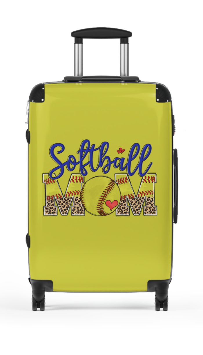 Sporty Softball Mom suitcase, a durable and athletic travel companion. Crafted with softball mom designs, it's perfect for enthusiasts on the go.