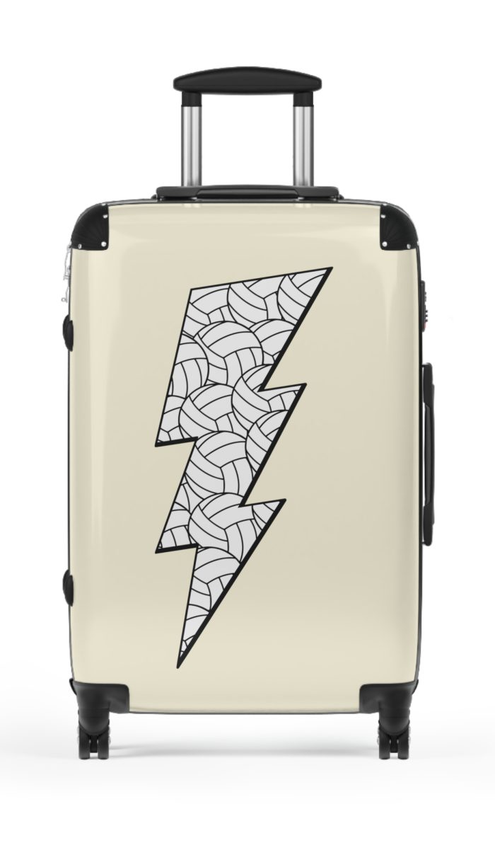Sporty Lightning Bolt Volleyball suitcase, a durable and stylish travel companion. Crafted with lightning bolt volleyball designs, it's perfect for enthusiasts on the go.