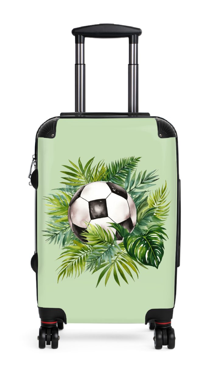 Tropical Soccer suitcase, a durable and stylish travel companion. Crafted with soccer designs, it's perfect for enthusiasts on the go.