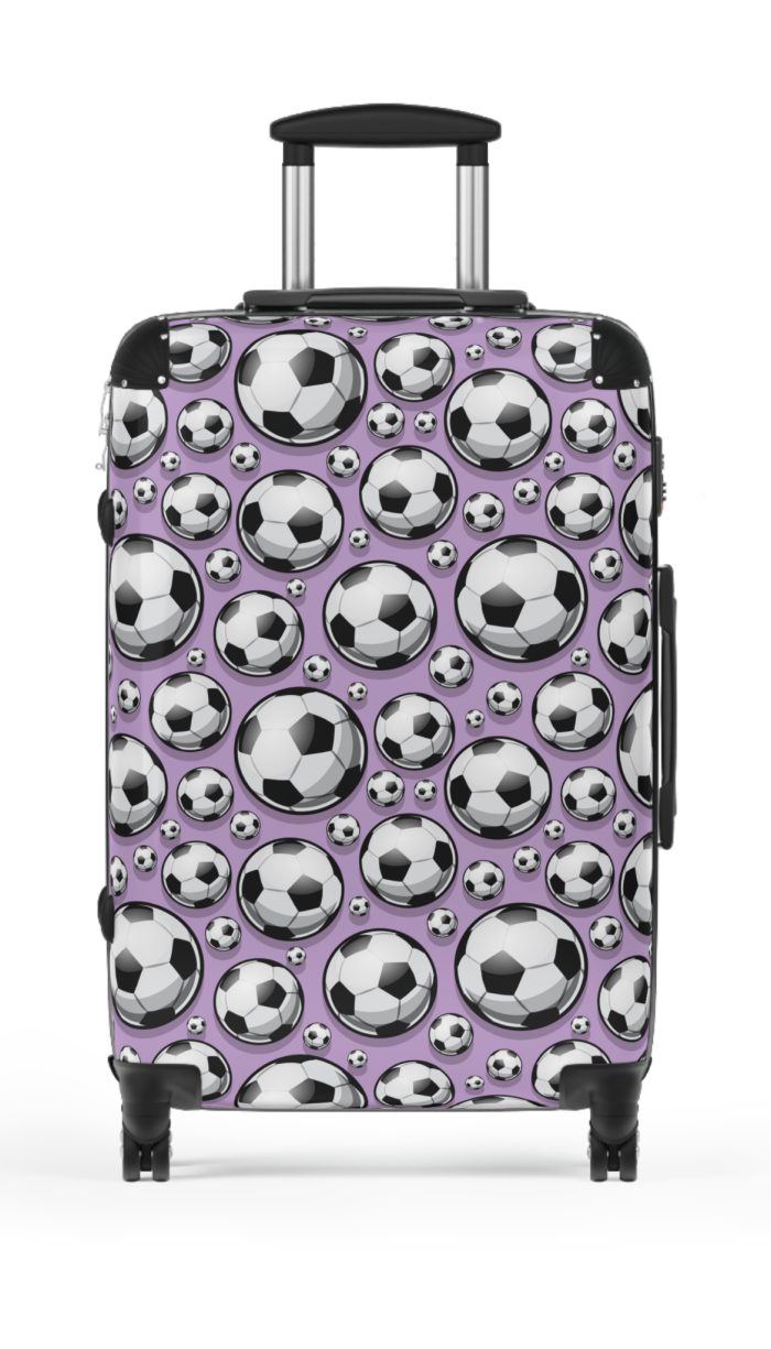 Soccer Suitcase - A luggage adorned with a sporty soccer-themed design, perfect for travelers who want to travel in style with their favorite sport.