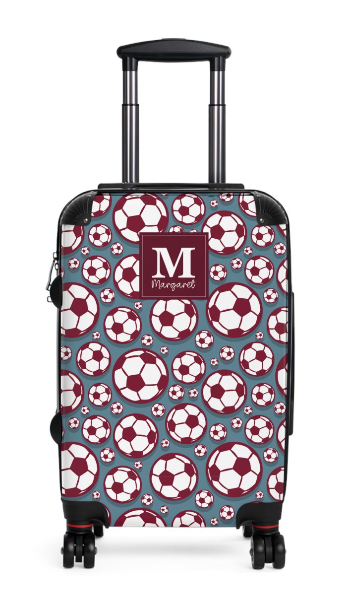 Custom Soccer Suitcase - A personalized luggage adorned with a custom soccer-themed design, perfect for sports enthusiasts who want to travel in style with their favorite sport.