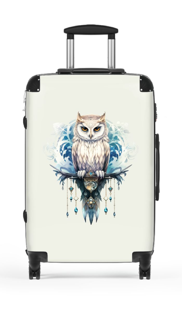 Mystical Owl suitcase, a durable and stylish travel companion. Crafted with owl designs, it's perfect for nature enthusiasts on the go.