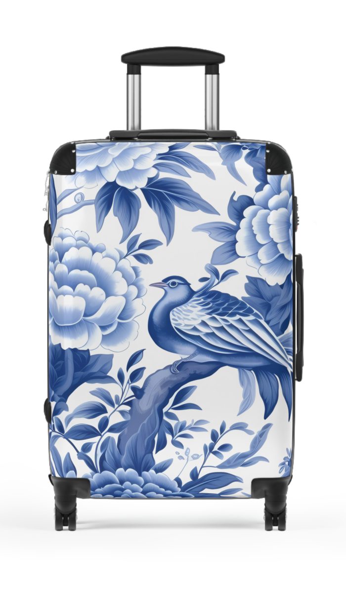 Blue & White Chinoiserie suitcase, a durable and stylish travel companion. Crafted with classic Chinoiserie designs, it's perfect for those who appreciate timeless elegance on their journeys.