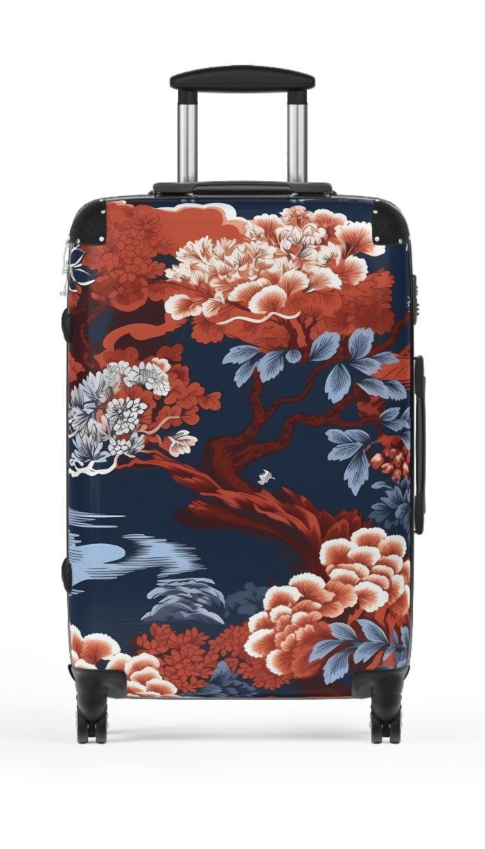 Chinoiserie suitcase, a durable and stylish travel companion. Crafted with classic Chinoiserie motifs, it's perfect for those who seek timeless charm on their journeys.