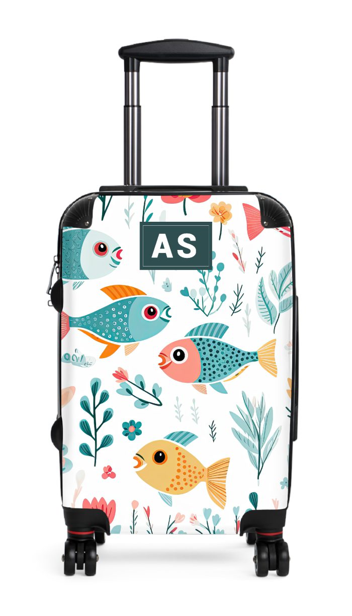 Custom Floral Fish suitcase, a durable and stylish travel companion. Crafted with customizable floral fish designs, it's perfect for personalized and stylish journeys.