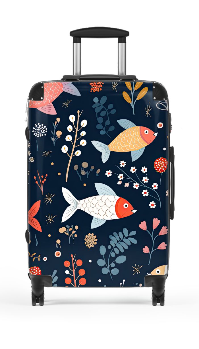 Floral Fish suitcase, a durable and stylish travel companion. Crafted with floral fish designs, it's perfect for fashion-forward voyagers seeking a touch of natural beauty on their journeys.