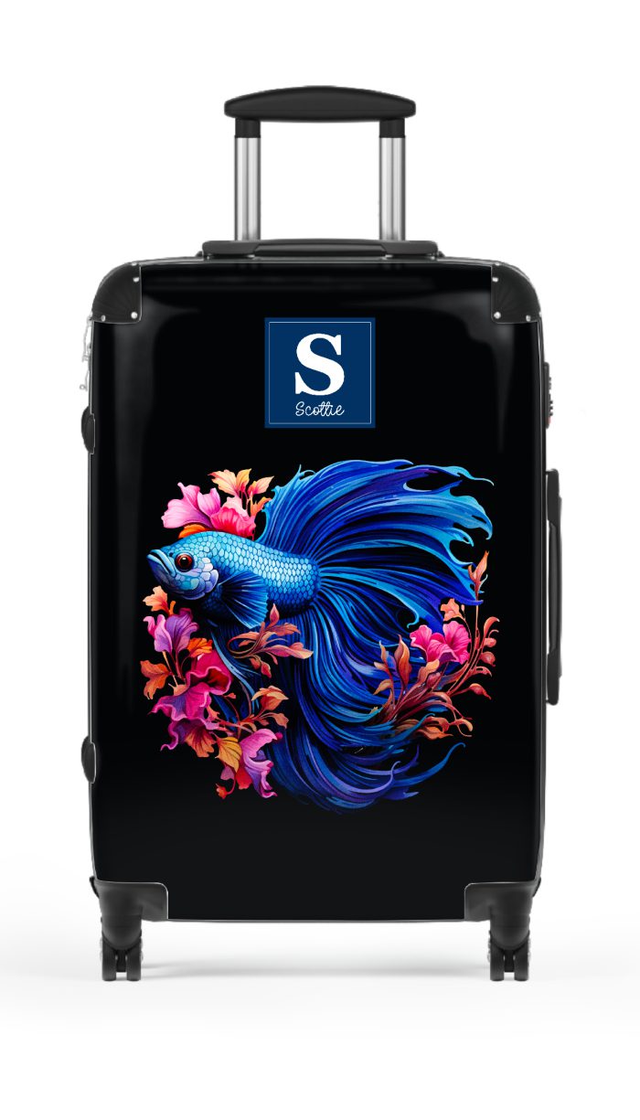 Custom Betta Fish suitcase, a durable and stylish travel companion. Crafted with customizable Betta fish designs, it's perfect for personalized travel experiences.
