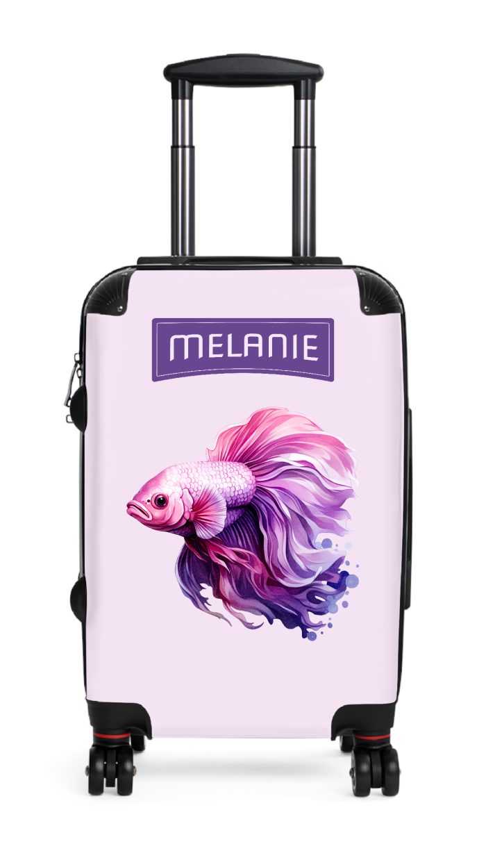 Custom Betta Fish suitcase, a durable and stylish travel companion. Crafted with customizable Betta fish designs, it's perfect for personalized travel experiences.