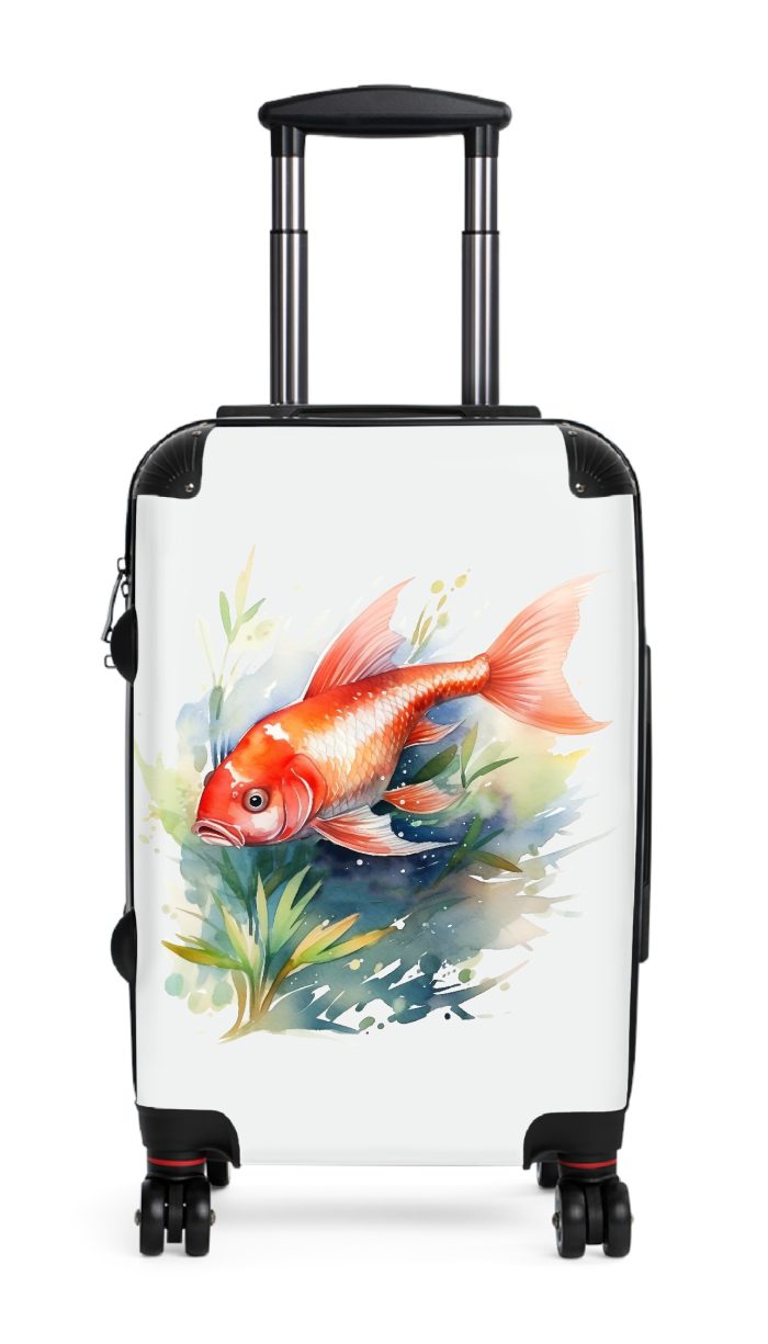 Fish suitcase, a durable and stylish travel companion. Crafted with fish designs, it's perfect for sea enthusiasts seeking oceanic excitement on their journeys.