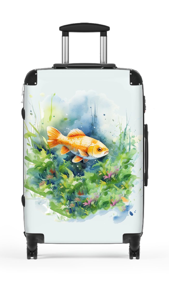 Fish suitcase, a durable and stylish travel companion. Crafted with fish designs, it's perfect for sea enthusiasts seeking oceanic excitement on their journeys.