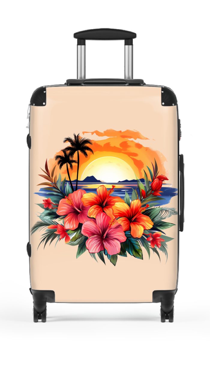 Tropical Flower Hawaiian suitcase, a durable and stylish travel companion. Crafted with vibrant Tropical Flower Hawaiian designs, it's perfect for those who seek an exotic touch on their journeys.