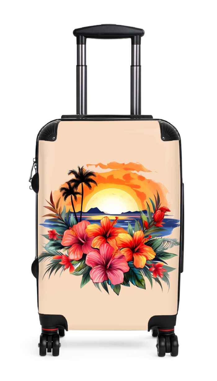 Tropical Flower Hawaiian suitcase, a durable and stylish travel companion. Crafted with vibrant Tropical Flower Hawaiian designs, it's perfect for those who seek an exotic touch on their journeys.