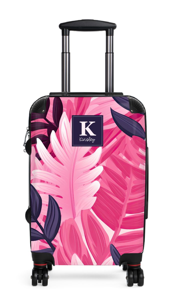Discover personalized elegance with the Custom Pink Tropical Leaves Suitcase. Crafted to reflect your style, adorned with vibrant tropical foliage—a unique journey awaits.