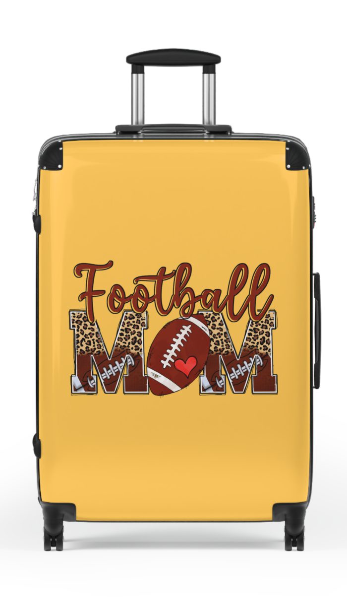 Sporty Football Mom suitcase, a durable and athletic travel companion. Crafted with football mom designs, it's perfect for enthusiasts on the go.