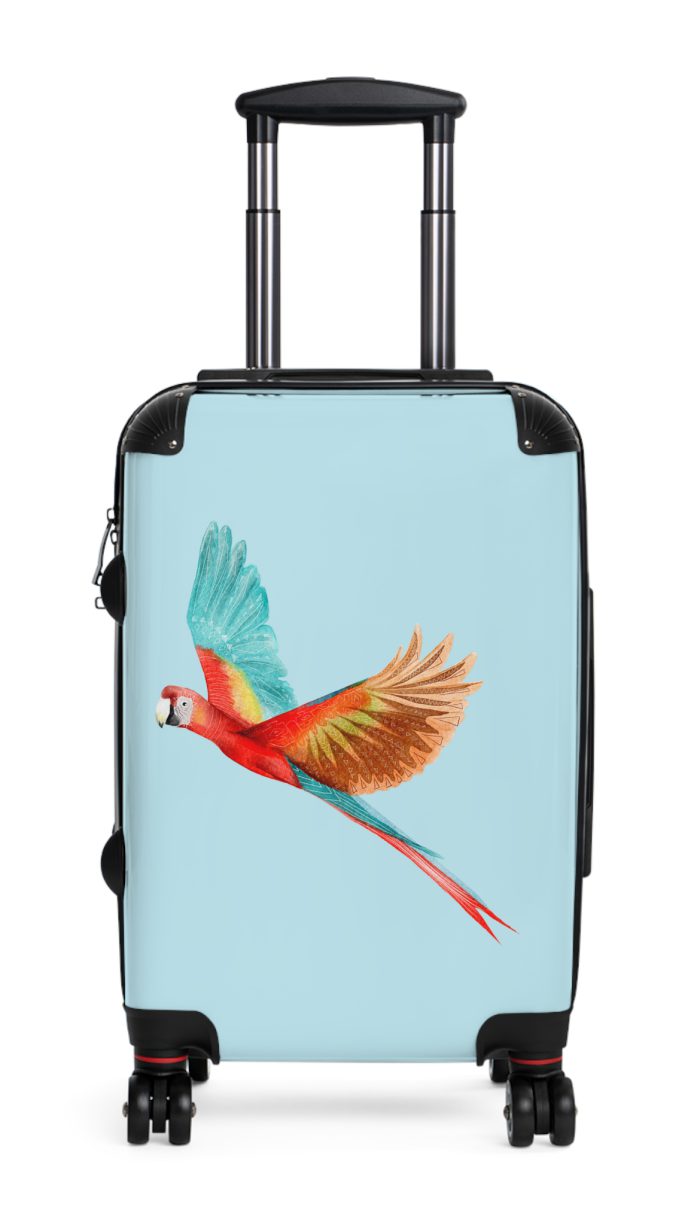 Scarlet Macaw Suitcase - Travel vibrantly with this exquisite and colorful companion, featuring striking scarlet macaw motifs for a bold and stylish statement.