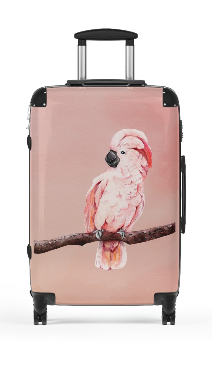 Cockatoo Suitcase - Journey in tropical style with this vibrant companion, featuring charming cockatoo motifs for a touch of elegance.