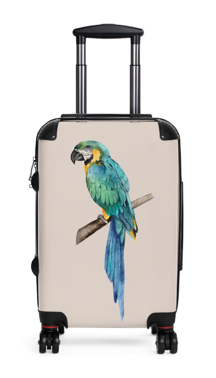 Blue Macaw Suitcase - Travel in exotic elegance with this vibrant companion, featuring striking blue macaw motifs for a tropical and sophisticated escape.