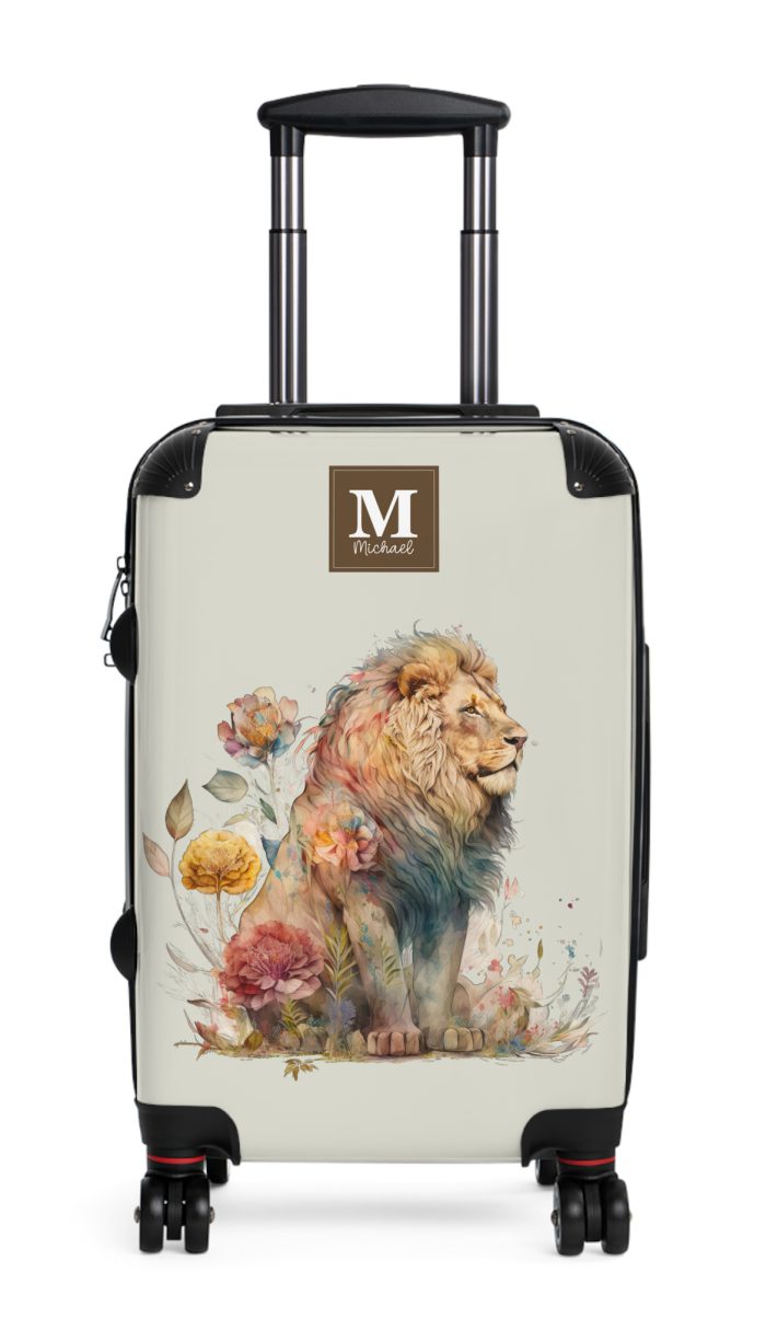 Custom Lion Suitcase - Roar with unique style and strength, a personalized travel companion with distinctive lion design.