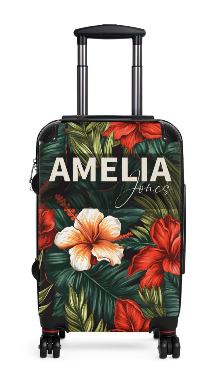 Tropical Hawaiian Custom Suitcase - Elevate your travels with personalized designs tailored to your style, perfect for experiencing paradise.