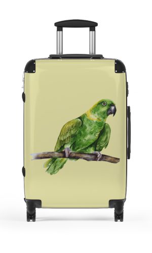 Parrot Suitcase - A tropical travel gear featuring a parrot design, perfect for bird lovers and adding a touch of paradise to your journeys.